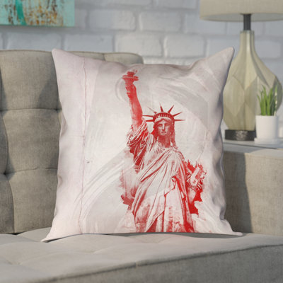 David Khieu Watercolor Statue of Liberty Waterproof Linen Pillow Cover
