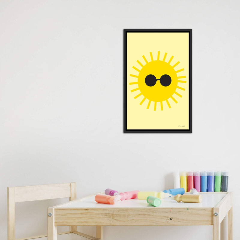«Sunny» par Ann Kelle - impression d'art graphique, H 26 po x l 18 po x 1,5 po, Toile avec cadre noir patiné