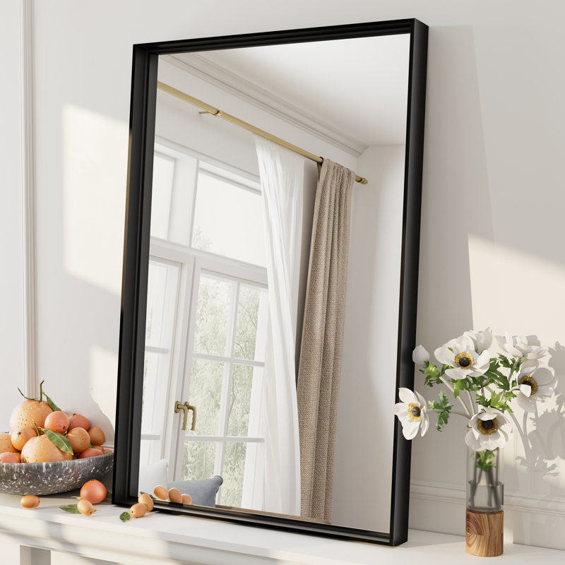 Miroir mural Aevar, 24 po x 16 po, Noir mat