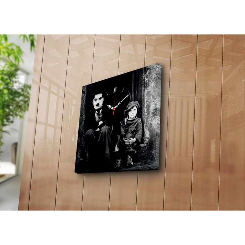 Horloge murale 17,7 po x 17,7 po Elegant Toile 100% suède avec cadre 100% bois (épaisseur: 1,2 po) | Décoration élégante pour le salon et le bureau, design intemporel et art fonctionnel
