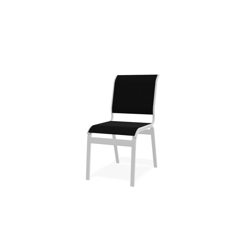 Chaise d'appoint de salle à manger Hiraku, Noir 5D Sunbrella®, Blanc texturé