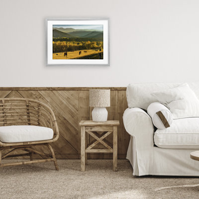 «Grazing Horses in Valley», reproduction encadrée sous verre, conception de Renel Peters