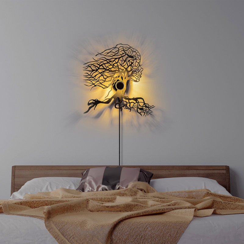 Modern Black Wall Lamp, 19.0 x 19.3 x 3.5 inches | 100% Metal Construction, 40W | On/Off Switch, 78.7-inch Cable | Versatile Pluggable Design, IP20 Rated | Perfect for Home, Office & Decorative Spaces