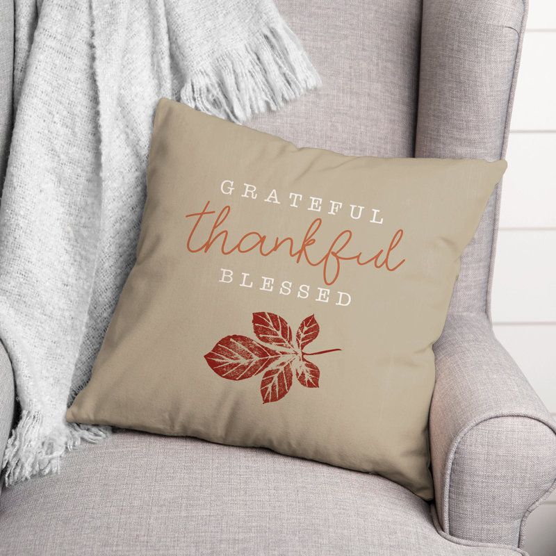  Housse et insert de coussin carré béni Grateful Thankful, H 16 po x l 16 po