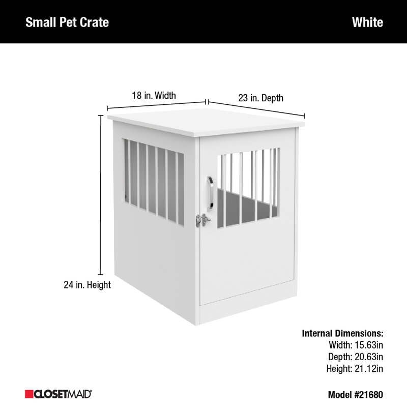 ClosetMaid End Table and Pet Crate, White, 24" H x 18" W x 23" D