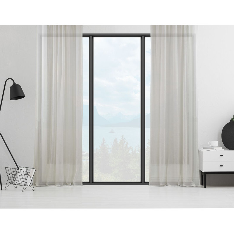 Sheer Curtain Panel Pair, White, 130cm Width x 225cm Drop