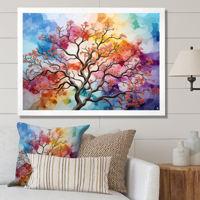 Reproduction colorée d'un motif de chênes magiques I sur toile