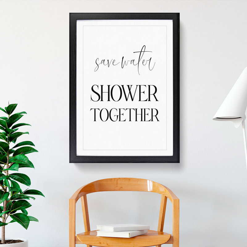 Save Water - Picture Frame Typography, Black, 90cm H x 65cm W x 2cm D
