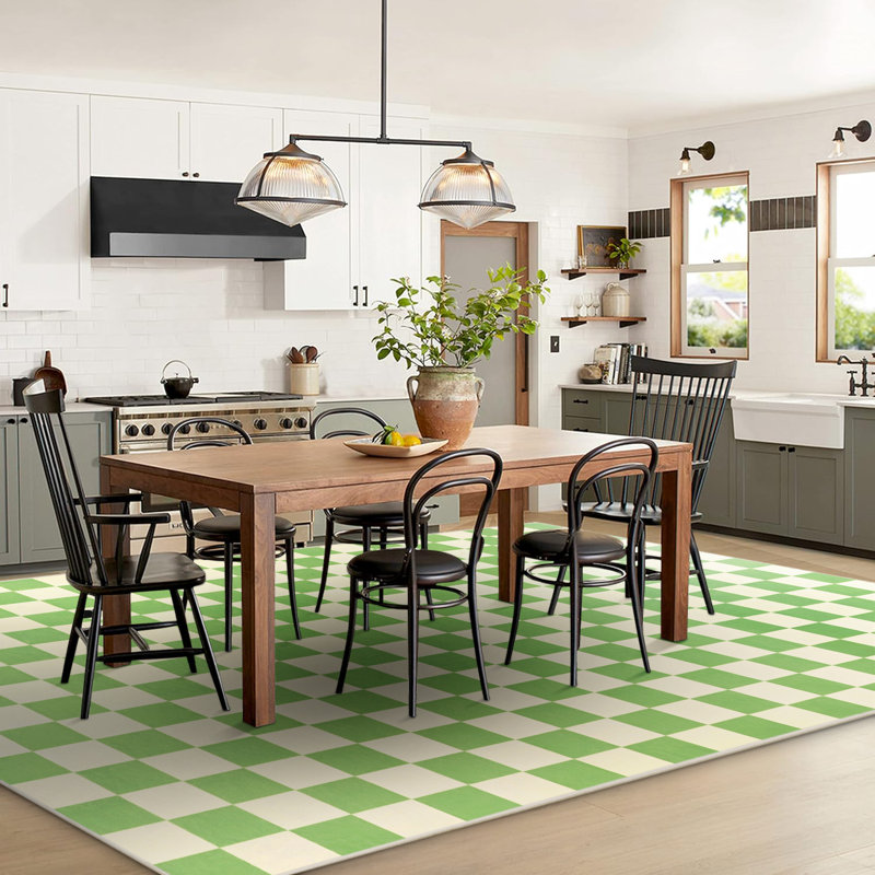 Tapis à carreaux lavables pour tapis de salon, Rectangle de 5 pi x 8 pi