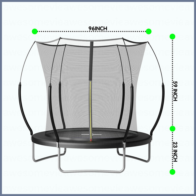 8FT Springfree No Gap Trampoline- Black, Black