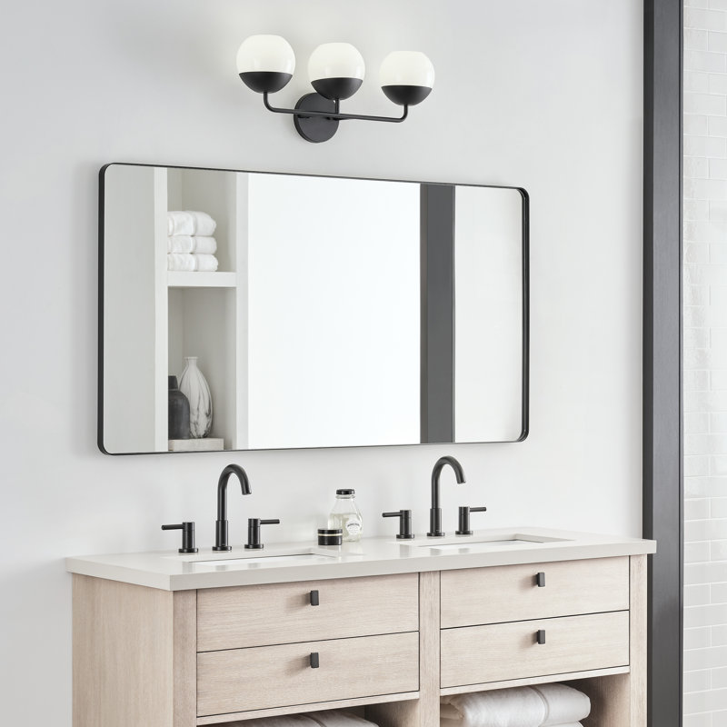 Avoca 3 Light Frosted Dimmable Vanity Light, Midnight Black