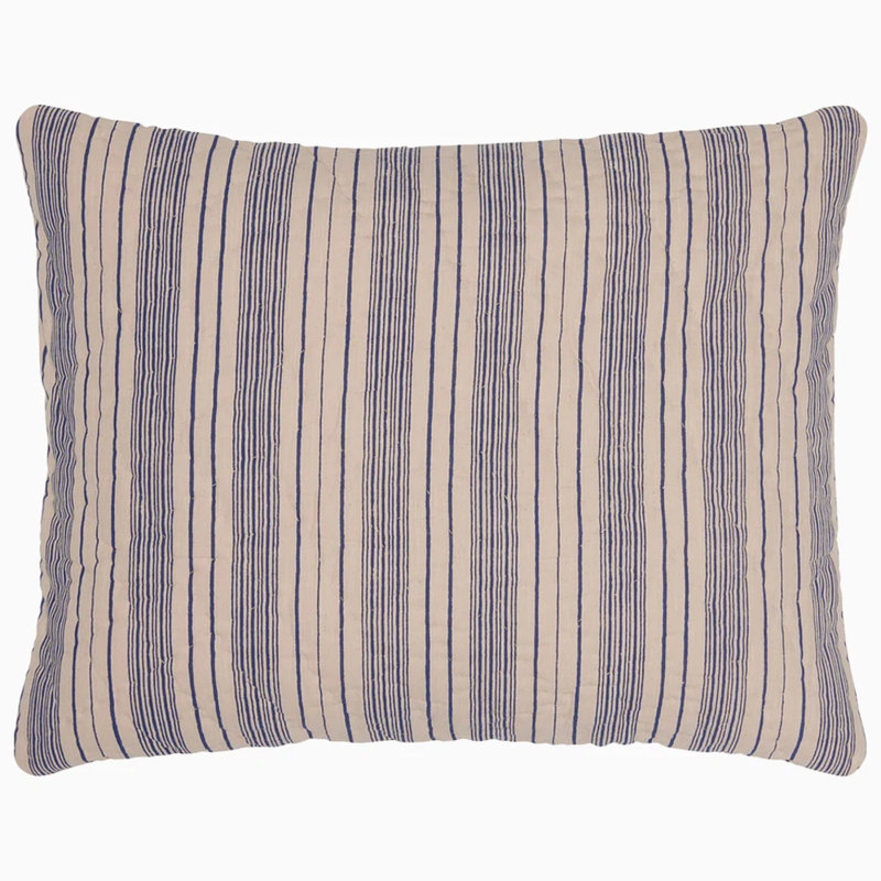 Darika Indigo - King Sham, Standard Sham, Indigo Striped