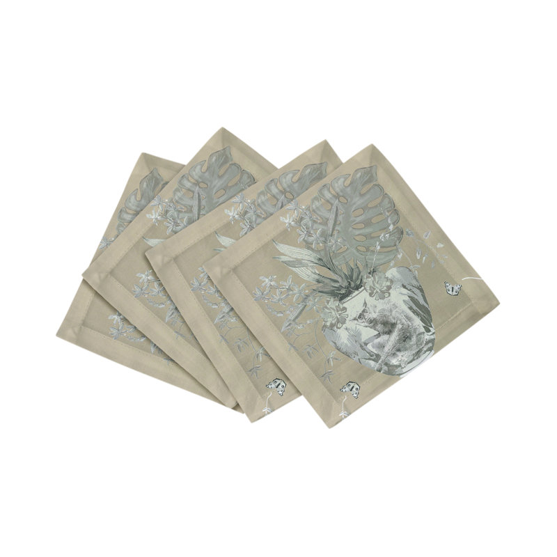 Monkey Large Jungle Cotton Sateen Cocktail Napkins, Greenwich