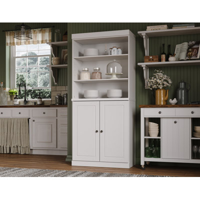 Bryani Palace Imports 100% Solid Wood Pantry Cabinet, Raised Panel Doors, Adjustable Shelves, 32" Wide, 71.5" Tall by Hokku Designs