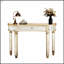 Console à miroir en demi-lune de 47 pouces avec verre cannelé et tiroir en cristal - Meuble-lavabo élégant pour les chambres et les vestiaires