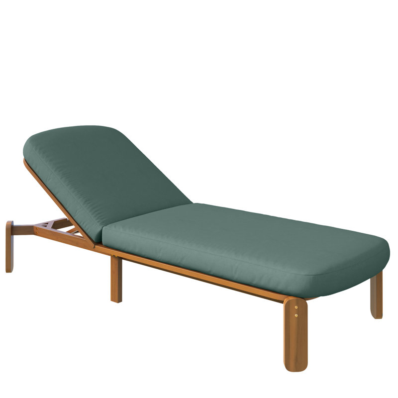 Chaise longue d'extérieur en bois d'acacia avec dossier réglable et coussins