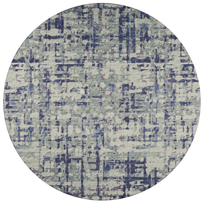 Lytisha Chenille Abstract Indoor Rug, Round 8'