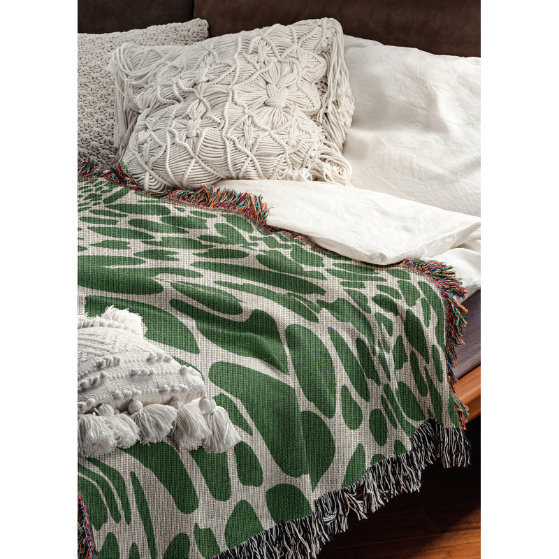 Jeté en mélange de coton à imprimé animal Zuma, L 70 po x l 50 po, Vert