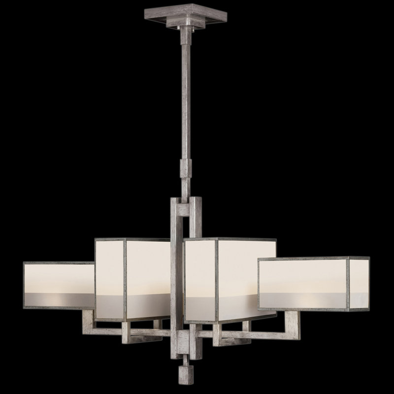 Luminaire suspendu oblong 42 po Perspectives, Argent
