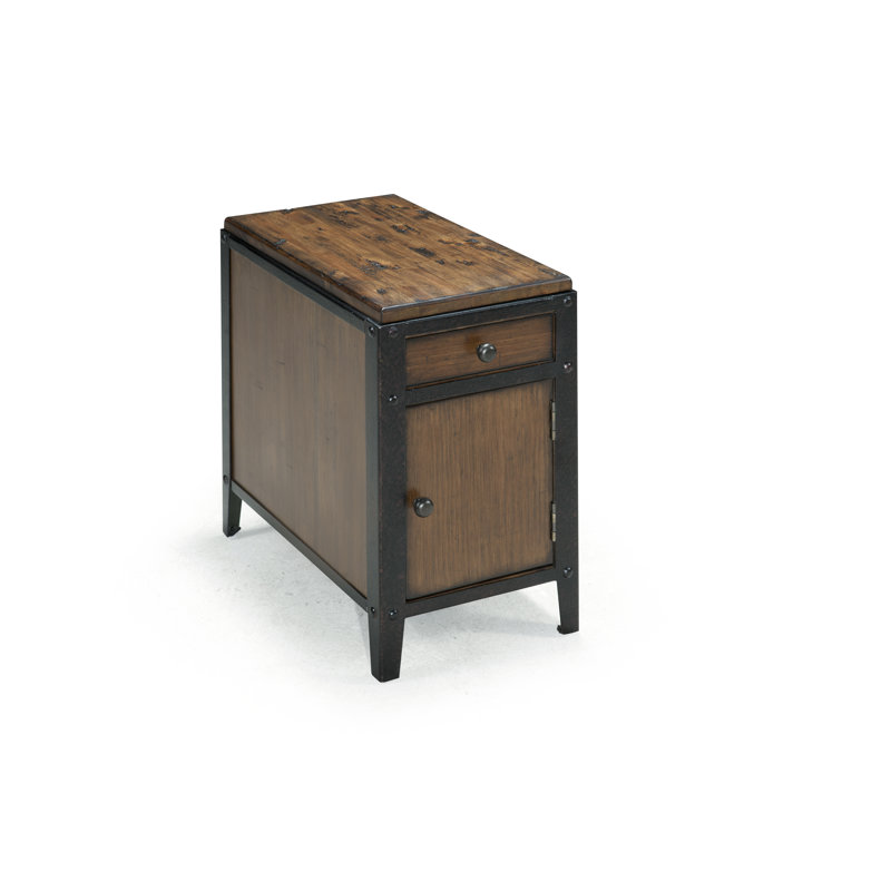 Schlenker Glass Top 1 End Table with Storage