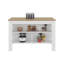 Îlot de cuisine avec tablettes de rangement ouvertes Yoder pour l'organisation de la maison, blanc et chêne naturel