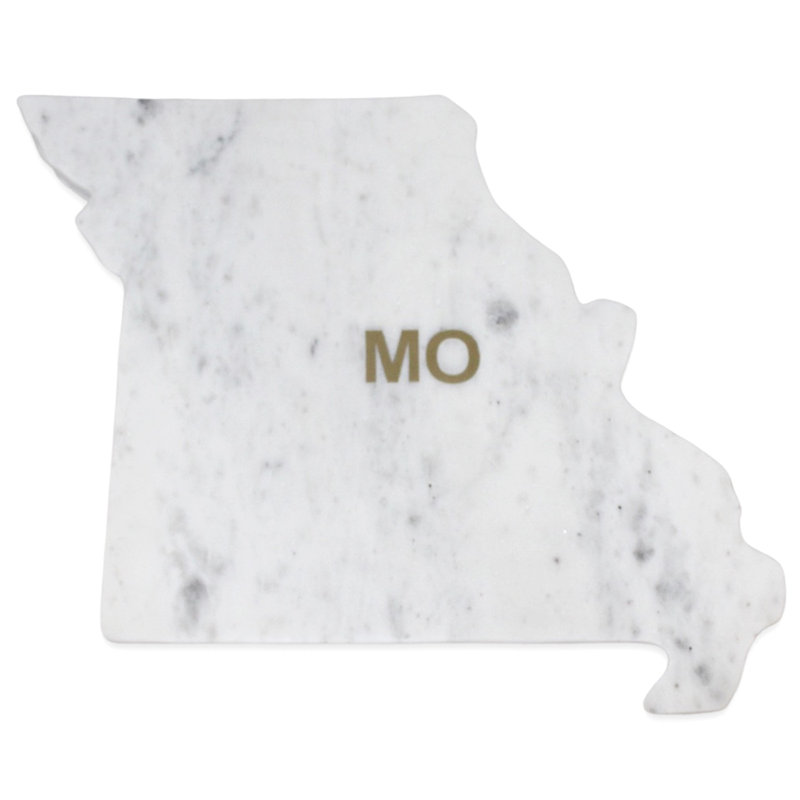 Lg Polished Marble "Missouri" Cutting Board W/Brass State Abbreviation