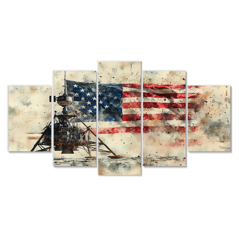 «Usa Moon Apollo 13 Mission IV - Moon Wall Decor - Astronomie», art mural 5 pièces