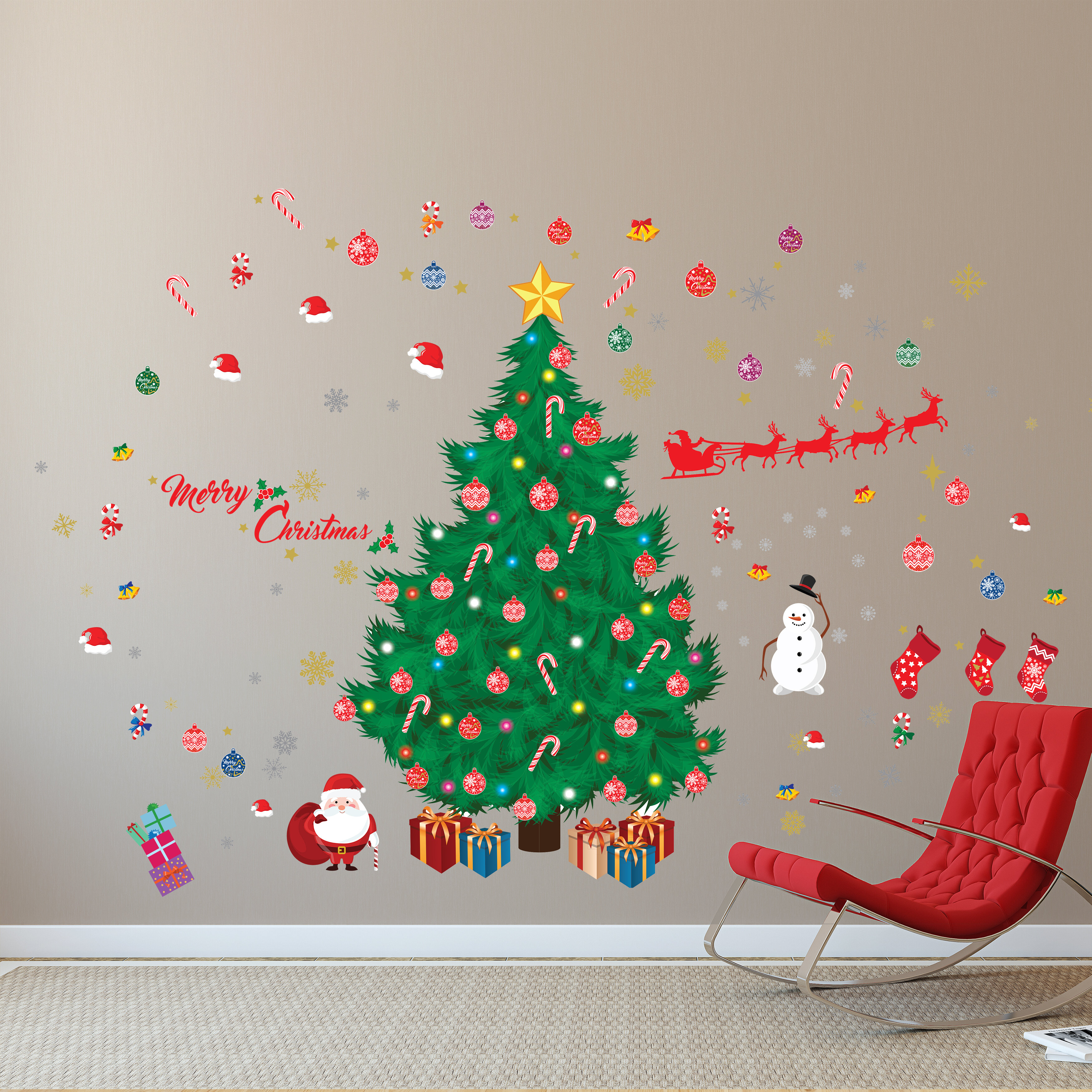 The Holiday Aisle® Christmas Decorations Wall Decal | Wayfair