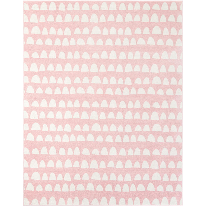  Tapis pour enfant Hillow Whimsy, Rose/Blanc, Rectangle 7 pi 10 po x 10 pi