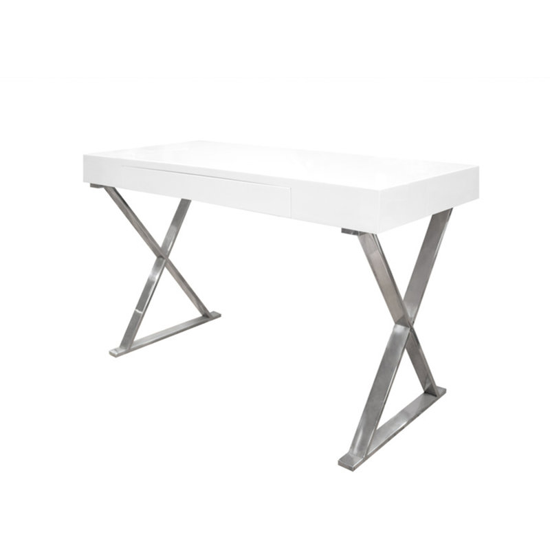 Chelsey 47" Metal Base Writing Desk , Silver
