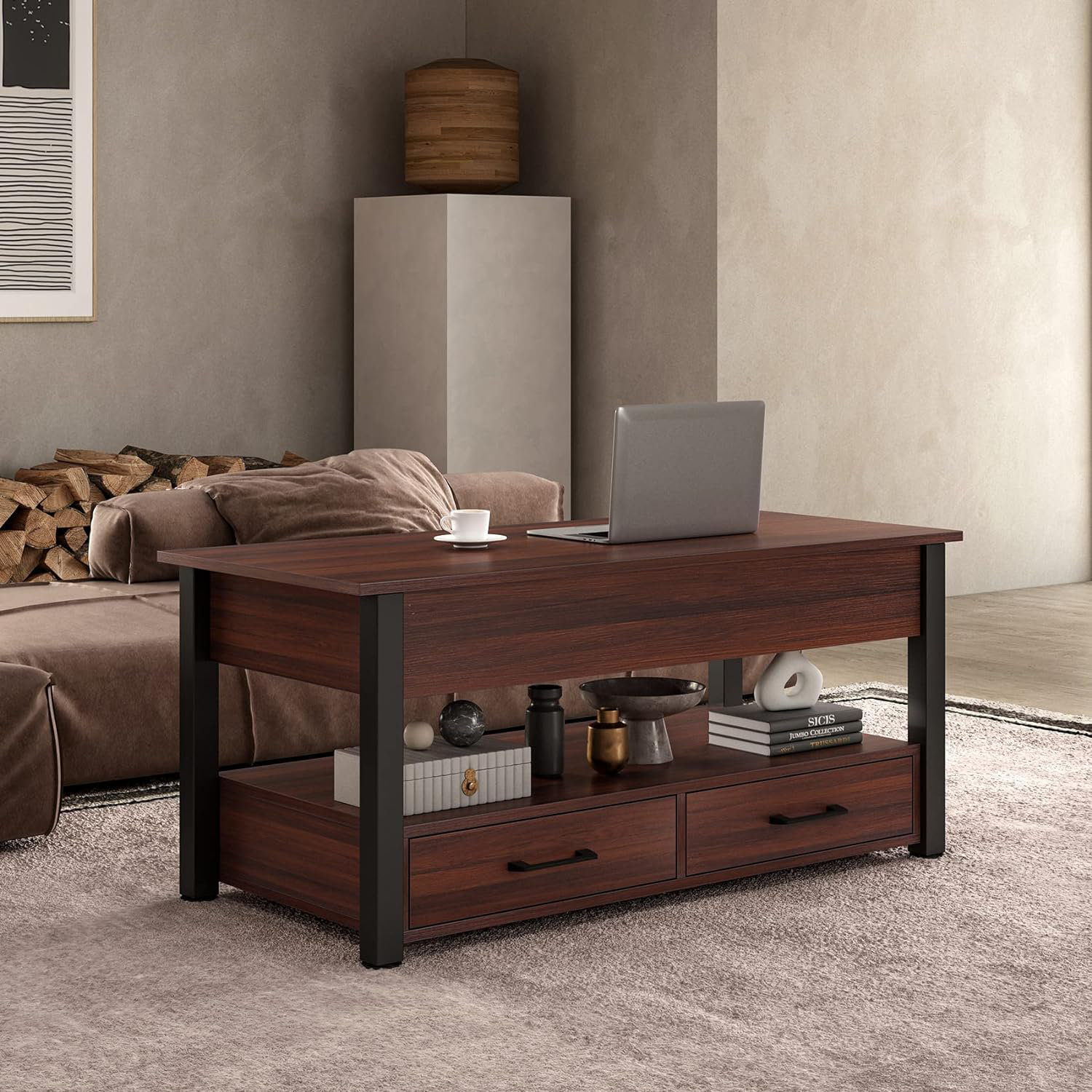 Eoghan Lift Top Frame Coffee Table with Storage Millwood Pines Color: Espresso