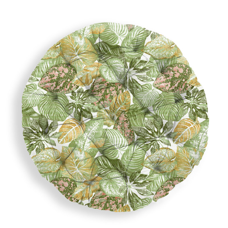 Sunbrella Outdoor 4'' Papasan Seat Cushion, Green Floral