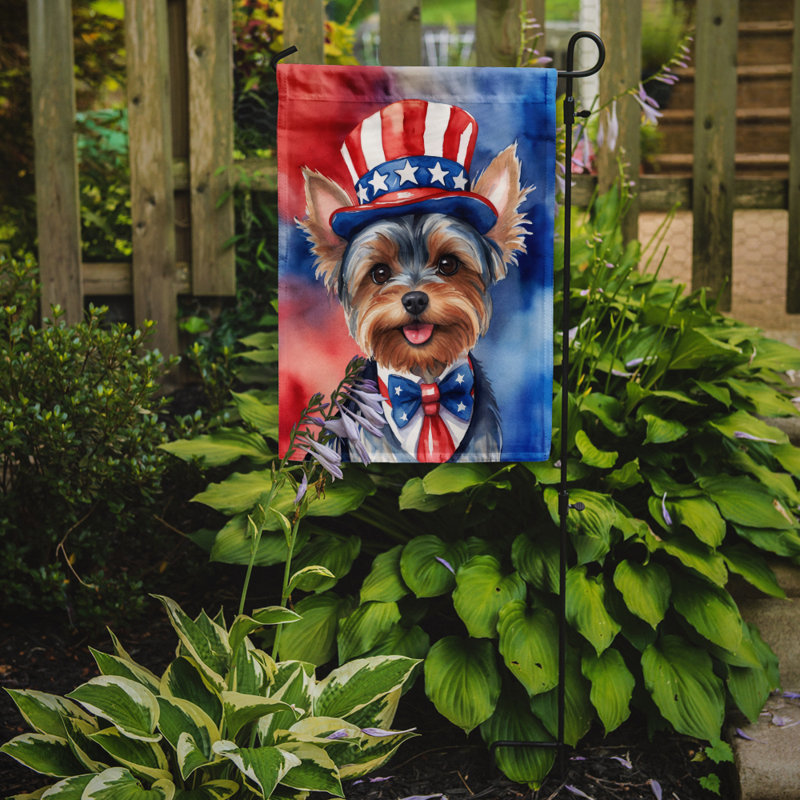 Drapeau patriotique du jardin américain, Yorkshire Terrier brun / noir