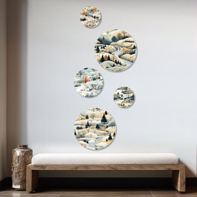 Hamda - Floral Floral Round Wall Art Set Of 5