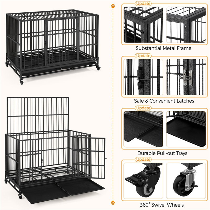 Indestructible Dog Crate For Medium-to-Large-Sized Dogs, Large (35"" H x 28.5"" W x 48"" D)