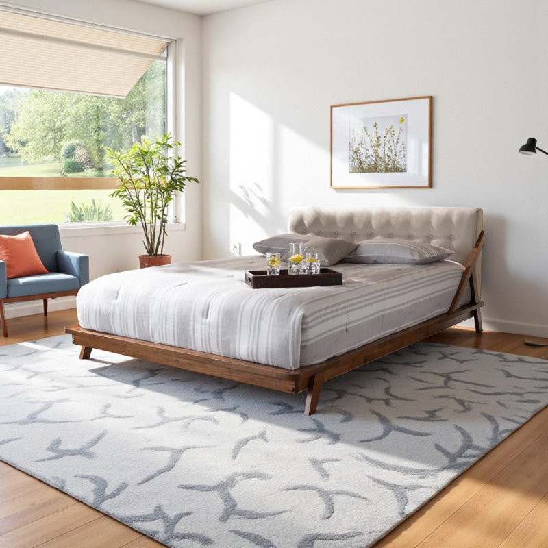Boaz Upholstered Polyester Blend, King Platform Bed, Light Beige 33.7'' H X 80.7'' W X 89'' L, King, Beige