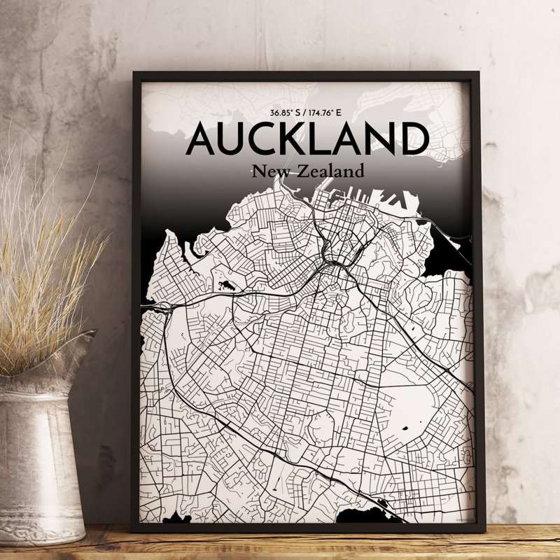 Auckland City Map - No Frame Print, 43cm H x 28cm W x 0.13cm D