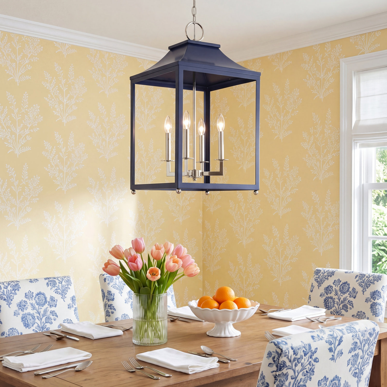 Douro 4 - Light Dimmable Lantern Chandelier, Navy Blue, 5
