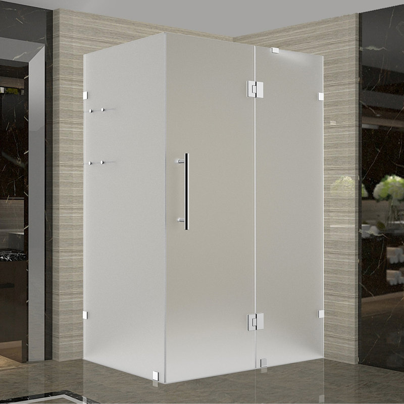 Avalux GS 32" x 72" Square Hinged Shower Enclosure, Brushed Stainless Steel