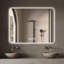 Miroir de salle de bain 28 po x 36 po à DEL, à éclairage avant et rétroéclairé, anti-buée, 3 couleurs, à intensité variable à 5 niveaux, fixation murale horizontale et verticale-1741071615