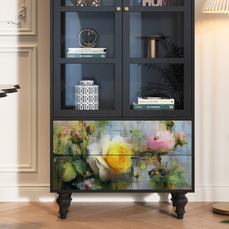 Vitrine en bois massif Floral