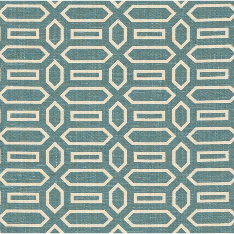 Schumacher x Veere Grenney Pavilion Fabric, Peacock Blue