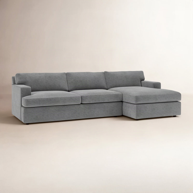 Canapé modulaire 2 pièces Cleo, Lin texturé gris anthracite Zuma, Orienté à droite