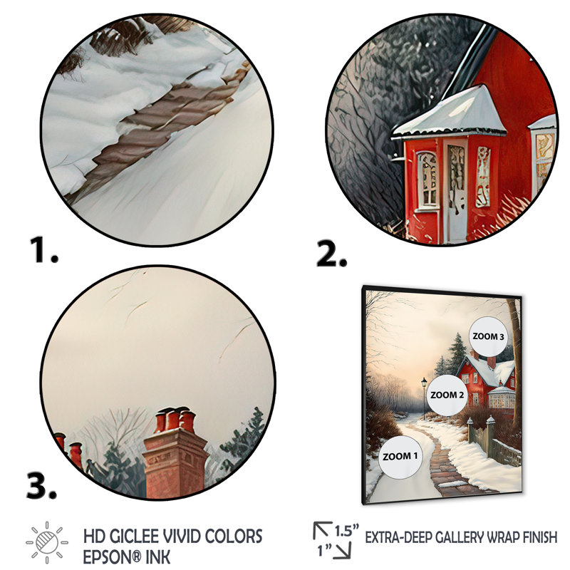 «Cold Winter View on the Country I», impression sur toile, H 32 po x l 16 po x P 1 po, Impression noire sur toile encadrée