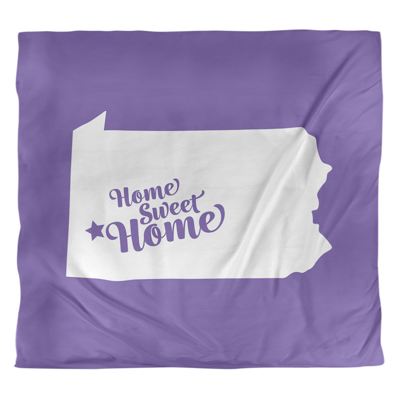 Housse de couette réversible simple Home Sweet Pittsburgh, Microfibre, Housse de couette pour grand lit, Mauve