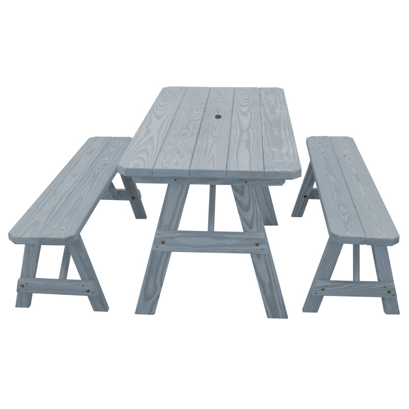 Table de pique-nique Roselawn, gris, 94 x 27 x 30