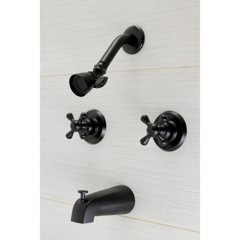Kingston Brass Victorian Double-Handle Tub and Shower Faucet, Matte Black