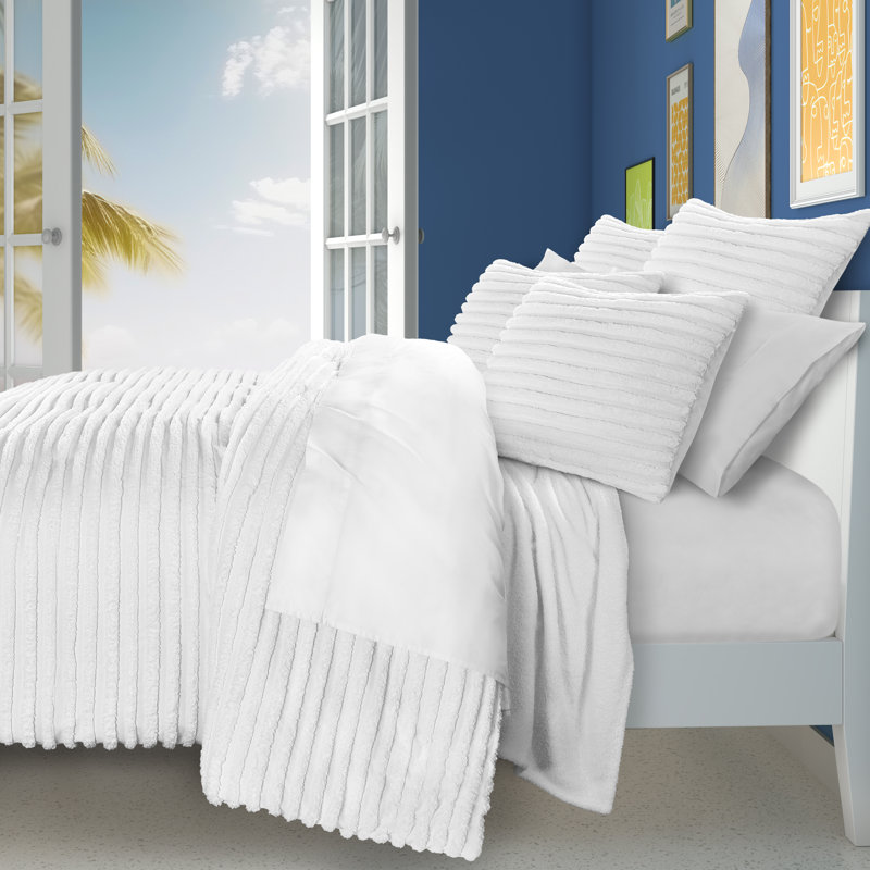Darcy Comforter Set, White, Twin Comforter + 1 Standard Sham