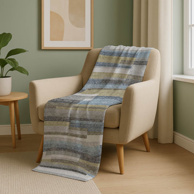 Addison Machine Washable Sherpa ASB766 Stripes Throw Blanket