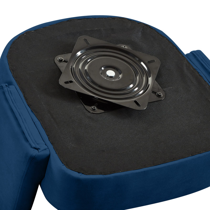 Fauteuil pivotant de chambre à coucher moderne, revêtement en velours bleu marine, velours rotatif à 360 degrés, fauteuil confortable